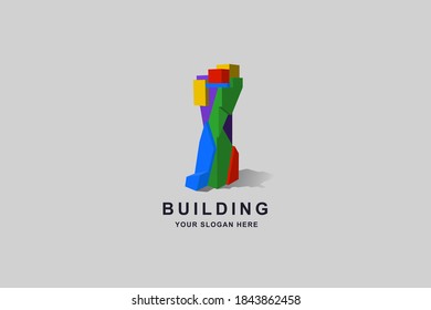 Plantilla de diseño de edificios 3D o logotipo en torre
