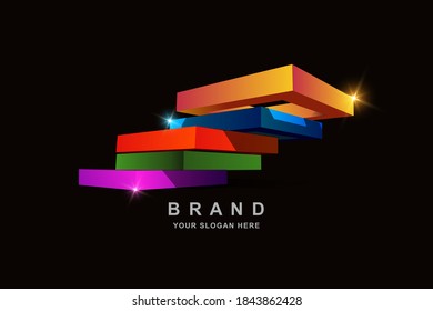 Construction 3D Frame square or stairs logo design template