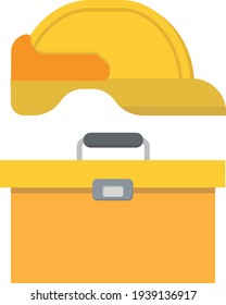 Accesorios de construcción. Caja fuerte de sombrero y herramienta.