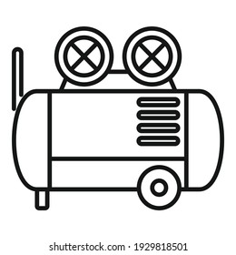 Icono del compresor de aire de construcción. Icono del vector del compresor de aire de construcción de contorno para diseño web aislado en fondo blanco