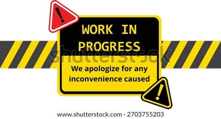 Construction, alert sign symbol, work in progress board for attention vector illustration.