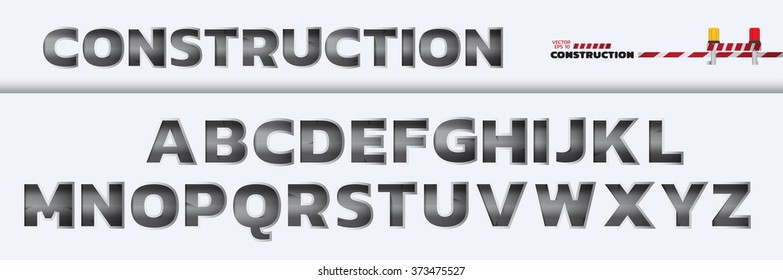 Construction Alphabet Letter Font Set.