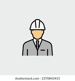 Construction Architect Project Manager with Helmet Vector Icon