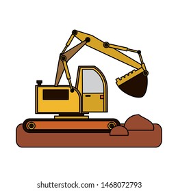 construction architectural engineering wor, heavy excavator working cartoon vector illustration graphic design