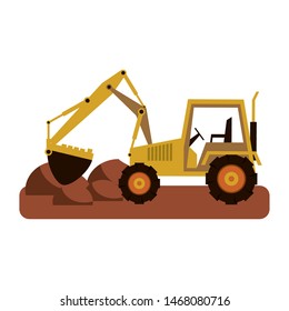 construction architectural engineering wor, heavy excavator working cartoon vector illustration graphic design