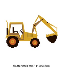 construction architectural engineering wor, heavy excavator working cartoon vector illustration graphic design