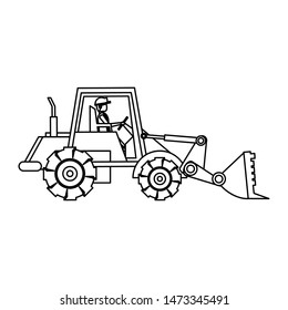 construction architectural engineering wor, heavy excavator working with worker cartoon vector illustration graphic design