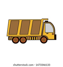 construction architectural engineering work, heavy truck isolated cartoon vector illustration graphic design