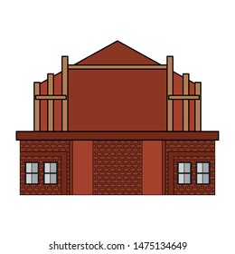 construction architectural engineering work, house under construction process cartoon vector illustration graphic design