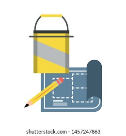 Construction Architectural Project Blueprint Plan Engineer Stock Vector ...