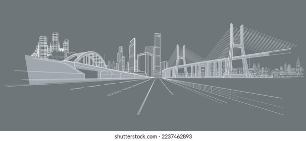 Construction and Architecture 3d technical drawing.