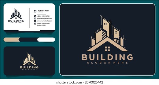 Construction Architecture Building Logo Design Template Element. real estate building logo design