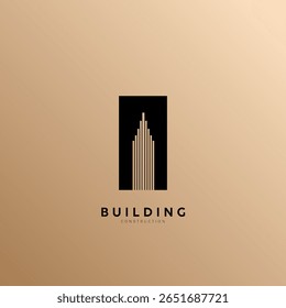 Bauarchitektur Gebäude Logo Design. Elegante Gebäude Bau Logo Design-Konzept, Immobilien Agentur Logo-Vorlage