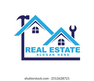 Construction architecture building logo icon design, home renovation and repair logo, handyman, house remodeling, real estate logo, property, roofing, painting, home decor logo design
