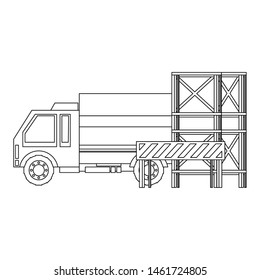 construction architecture engineering truck in contruction zone cartoon vector illustration graphic design