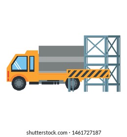 construction architecture engineering truck in contruction zone cartoon vector illustration graphic design