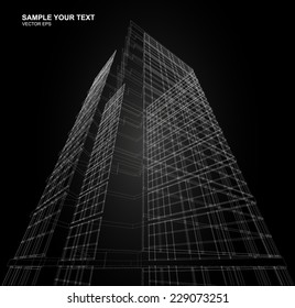 Construction architecture industry. 3d render wirframe