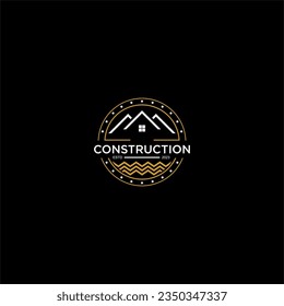 Construction architecture vintage circle vector luxury symbol logo design inspiration
