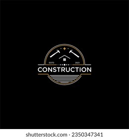 Construction architecture vintage circle vector luxury symbol logo design inspiration
