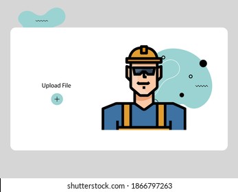 construction avatars lineal color style icon set design of Person social communication human user partnership member and figure theme Vector illustration