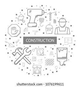 Construction background from line icon. Linear vector pattern