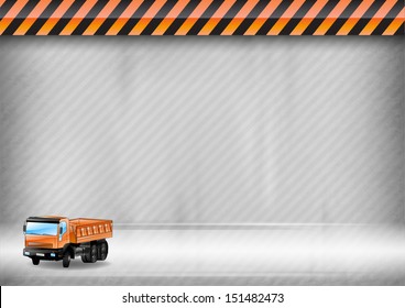 construction background with orange truck