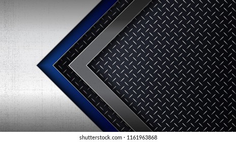 Construction background. Vector illustration of abstract stainless steel metal panel with grunge overlay metallic texture and diamond plate pattern for your design