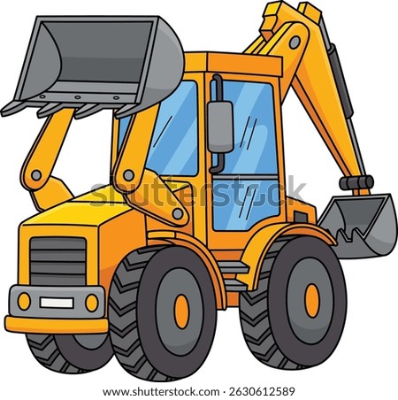 Construction Backhoe Cartoon Colored Clipart 