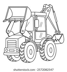 Construction Backhoe Isolated Coloring Page 