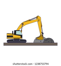 Construction backhoe loading gravel