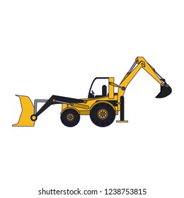 Construction backhoe vehicle
