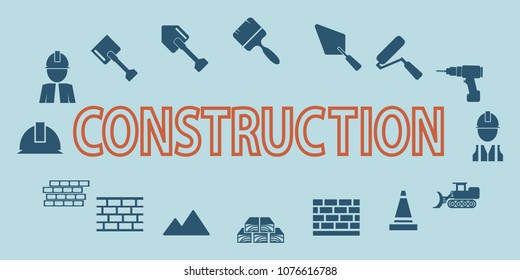 construction banner set vector. illustration flat icon mono symbol.