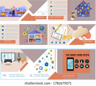 Construction banner template. Online consulting, smart home business info graphic. Project design flyer layout