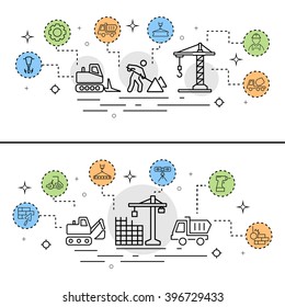 Construction banners in modern style. Vector illustration.