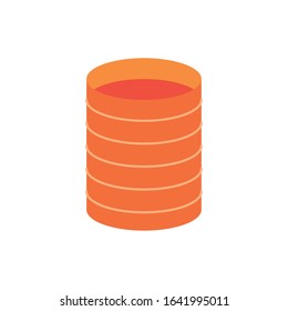 construction barrel pot isolated flat style vector illustration design