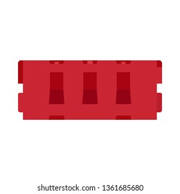 Construction barricade vector red icon sign. Barrier warning safety symbol. Danger traffic road zone. Highway border stop