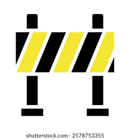 Construction Barrier With Black And Yellow Stripes