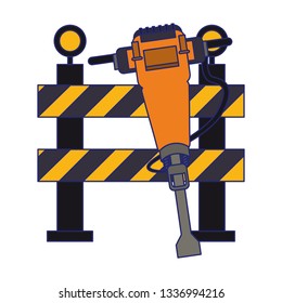 construction barrier and concrete drill blue lines