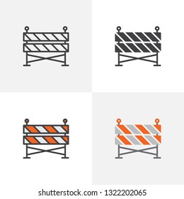 Construction barrier icon. Line, glyph and filled outline colorful version, road barrier outline and filled vector sign. Symbol, logo illustration. Different style icons set