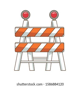construction barrier icon over white background, vector illustration