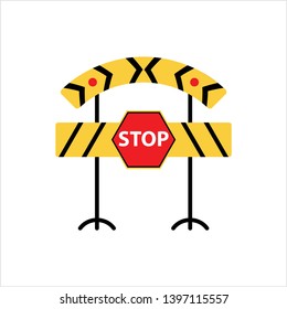 Construction Barrier Icon, Roadblock Barrier Icon Vector Art Illustration