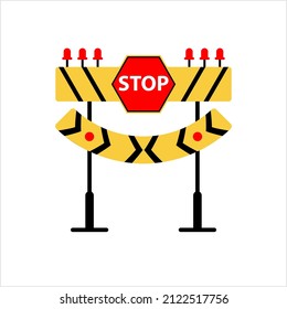 Construction Barrier Icon, Roadblock Barrier Icon Vector Art Illustration