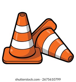 Construction barrier orange isolated vector illustration on white background