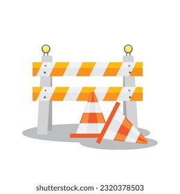 construction barrier and traffic cones .vector illustration
