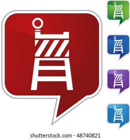 Construction barrier web button isolated on a background.