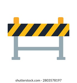 A construction barrier with yellow and black stripes