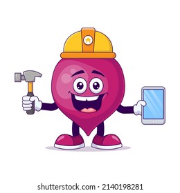 Construction beetroot cartoon mascot character vector illustration design