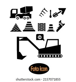 Construction behicle and tool icon
