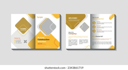 Construction Bi-fold Brochure Design Template