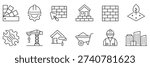 Construction black line icons set. Engineering tools icons. Build line icon set. Collection a related to build, construction, building, architecture, worker, and more.